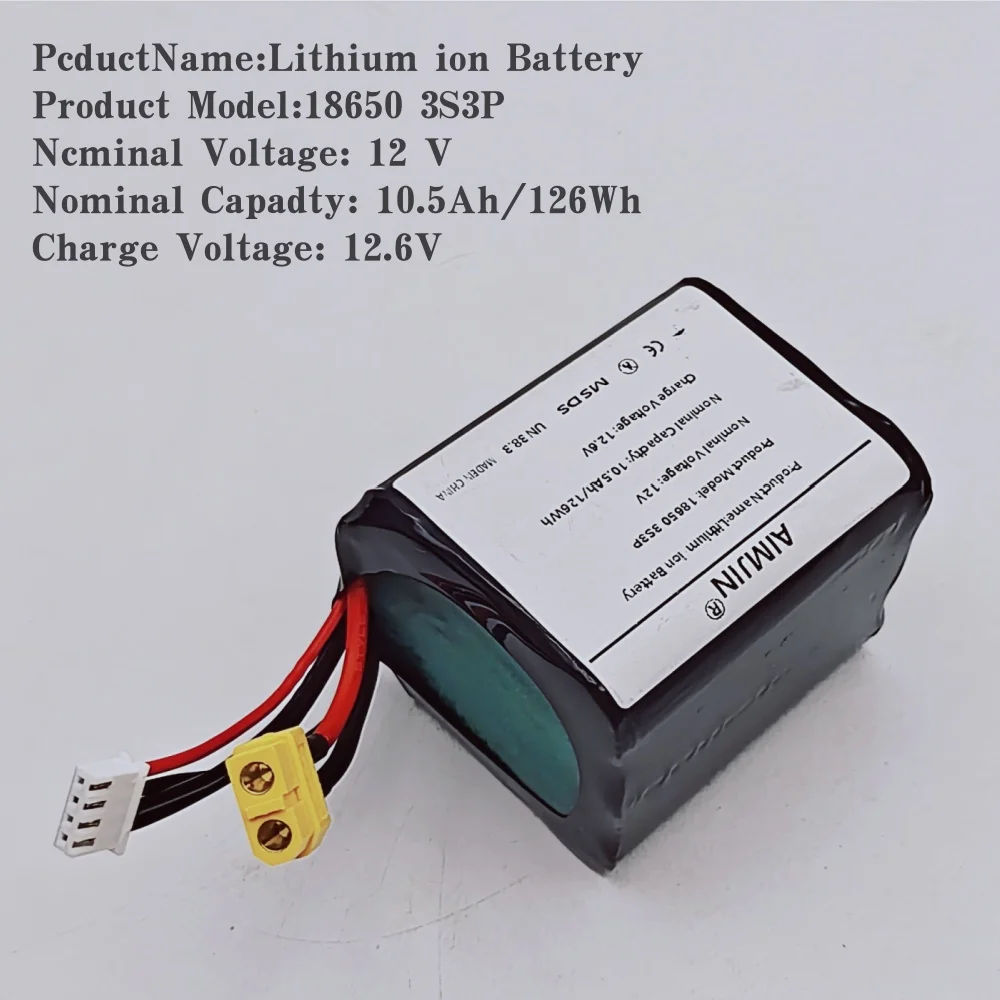 NEW 12V 10.5Ah 12.6V High Capacity UAV Rechargeable Li-ion 3S3P Battery for Parrot Disco Various RC Airplane Quadrotor - view 5