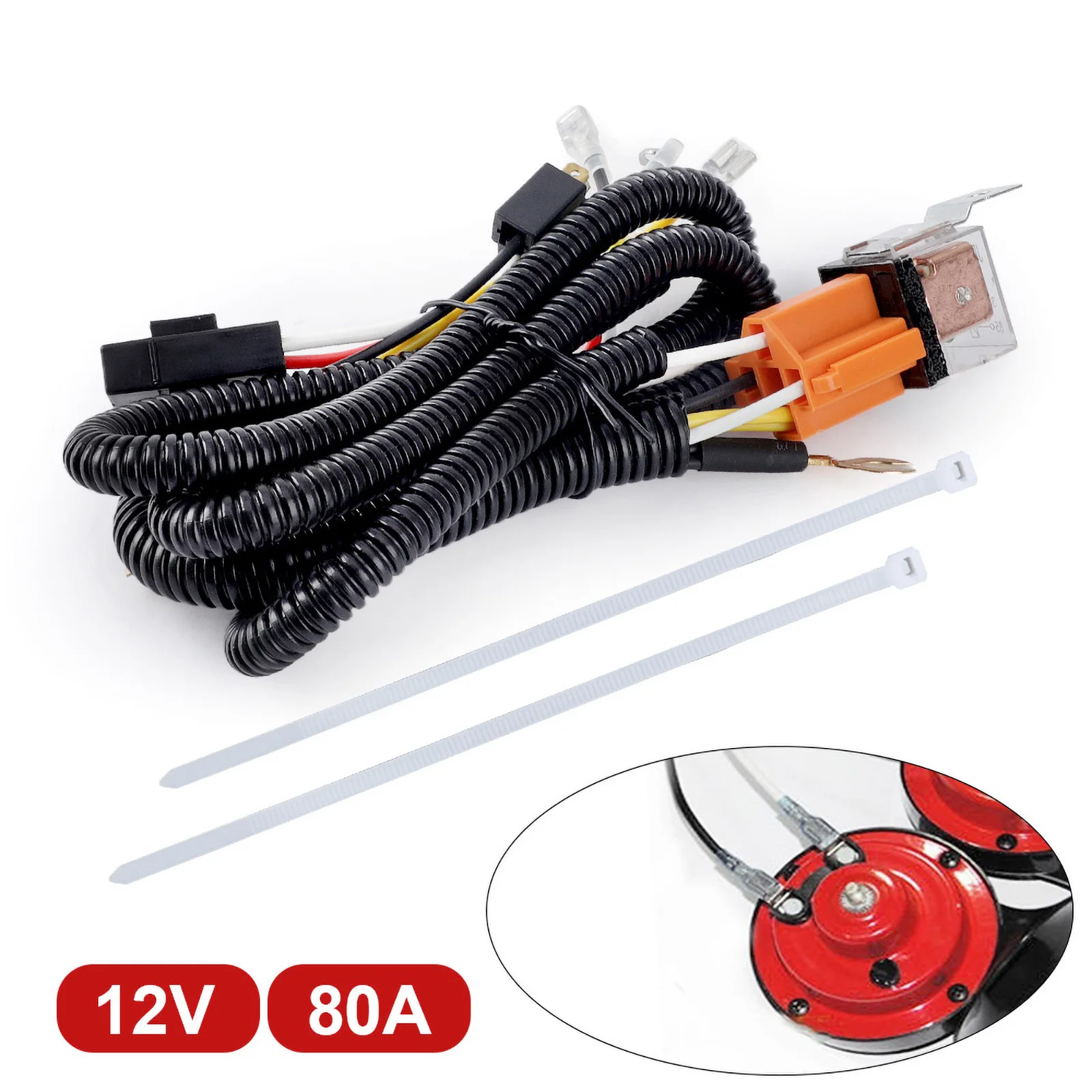 Universal 12V Horn Cable Relay For Grille Mount Blast Tone Horns Motorcycle Horn Wire Wiring Harness Kit Car Truck Relay Fuse