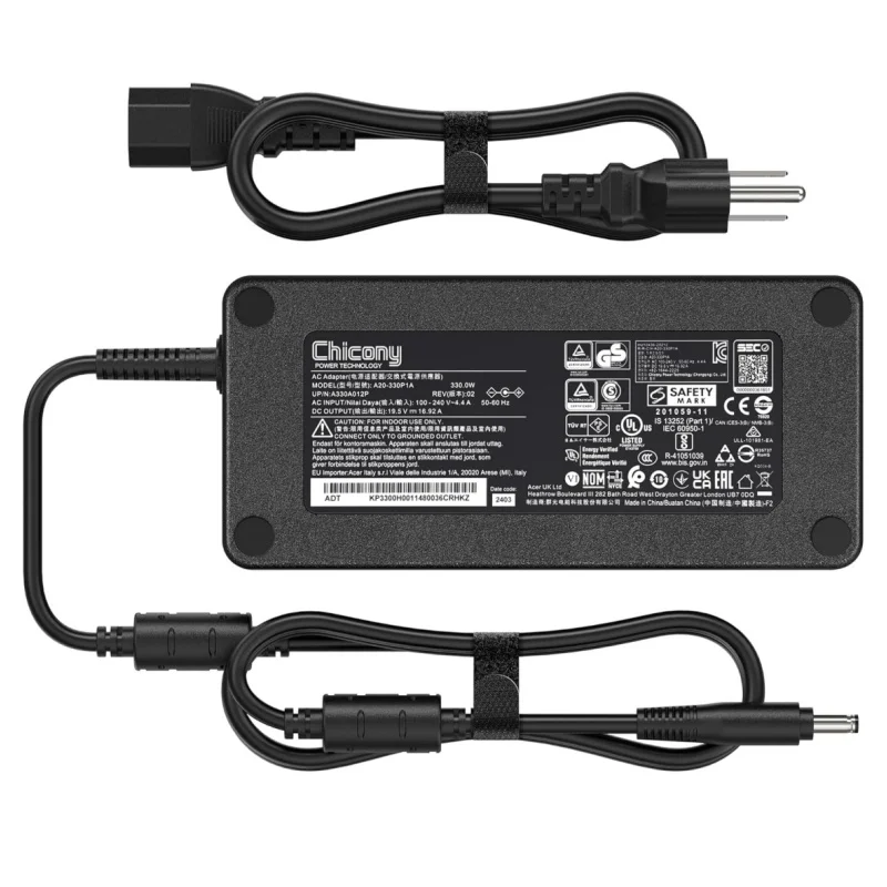 330W 19.5V 16.92A Laptop Power Adapter Charger For Acer Predator Helios 300 N20C11 N20C3 N22C3,Nitro17 16 15 AN17-51 A20-330P1A1