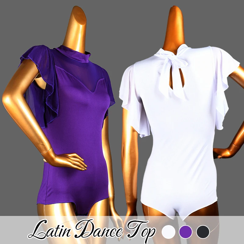 Damskie topy do tańca z siateczki gaza, nowoczesny taniec, taniec towarzyski, cha-cha, taniec latynoamerykański, strój do ćwiczeń akrobatycznych, kostium sceniczny.