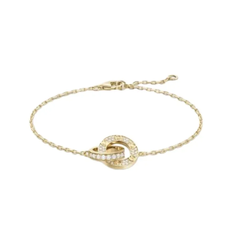 

Gold Interlocking Circle Chain Bracelet with Full Diamond Pavé