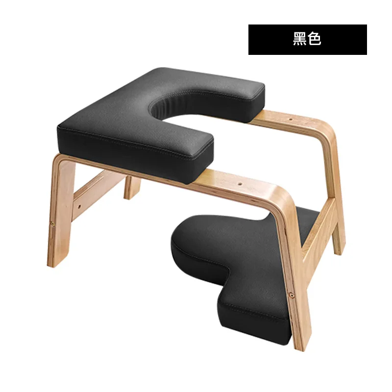 反転体位スタンド ヨガチェア 木製ヨガヘッドスタンドベンチ 家庭用ジム用 PUパッド付き