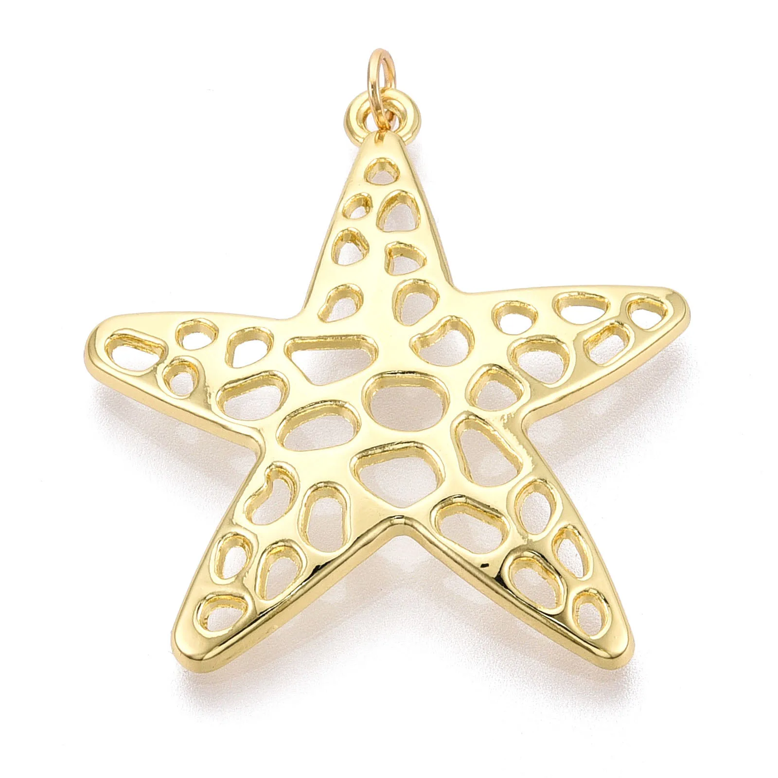 10-個真鍮中空ビッグスターペンダント-ジャンプリング付き-18k-ゴールドメッキ-女性用ネックレスチョーカー-ギフト作成用品-40x37x5mm