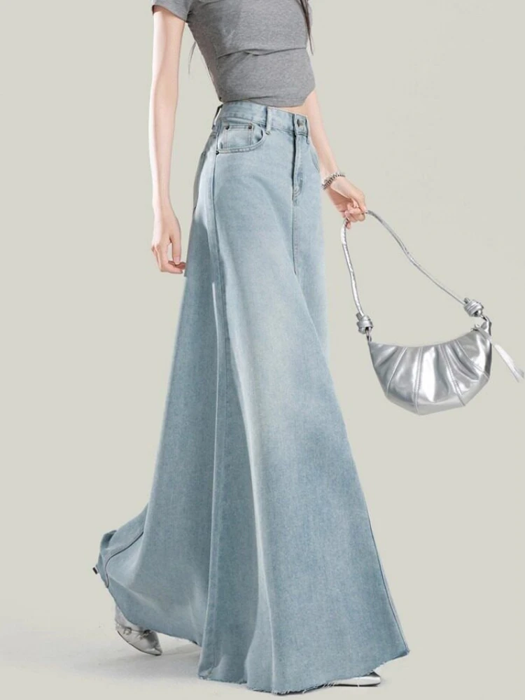 Qiukichonson Maxi Long Skirt Women Spring Summer Korean Casual High Waist Jean Skirt Ladies Tassel A-Line Ruffle Denim Skirt rok - view 6