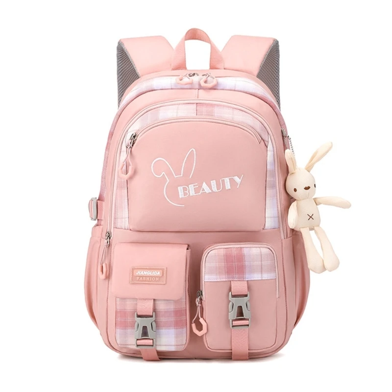 Large Capacity Backpack with Pendant College Bookbag for Student Teenagers Girls Casual Laptop School Daypack