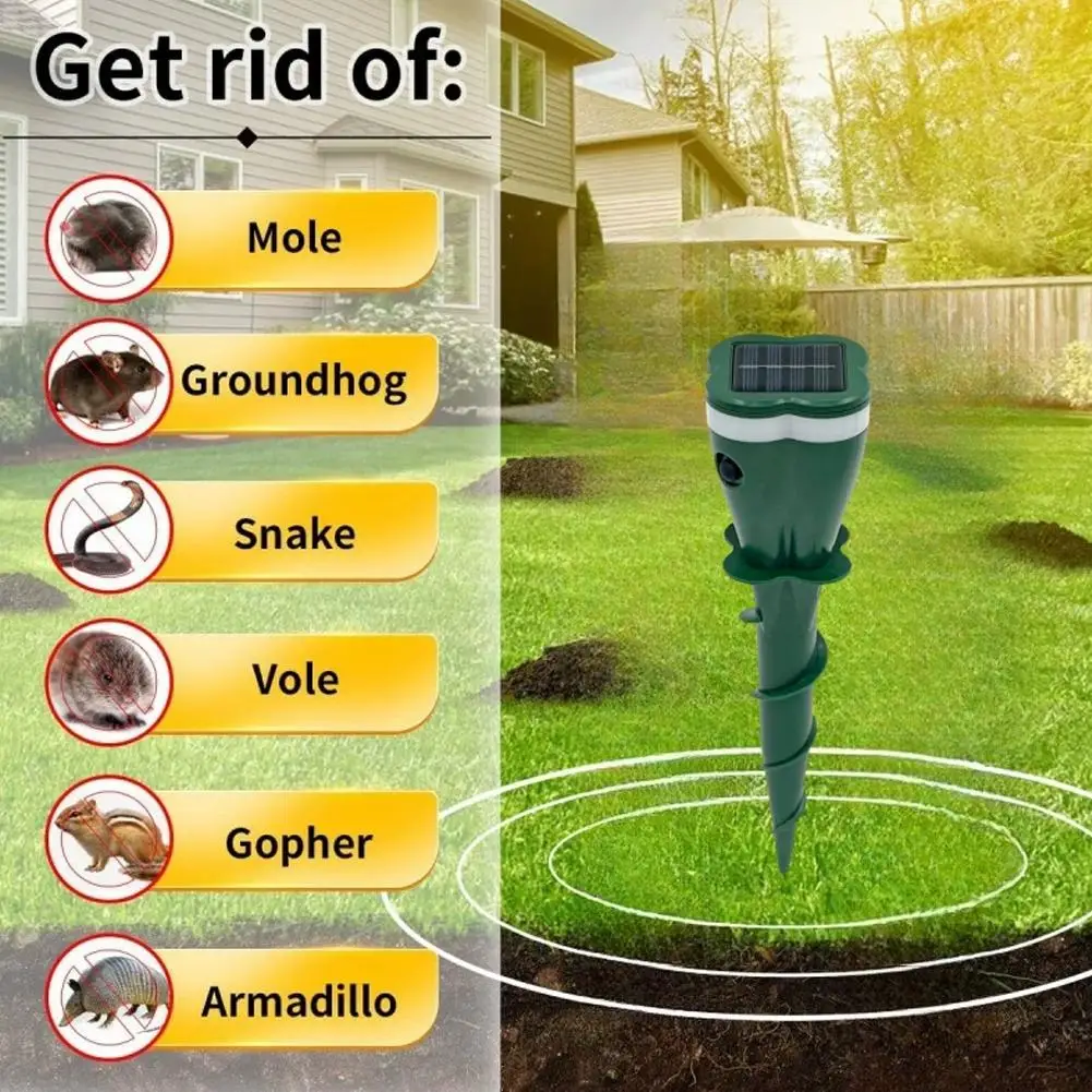 Solarbetriebener Tiervertreiber für Gärten, wasserdichtes Schallvibrationsgerät, Gartenmaus-, Vogel-, Fledermaus- und Tierabwehrmittel – Detail 2
