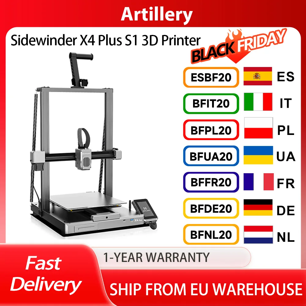 Artillery-Imprimante 3D Sidewinder Tage Plus l's, 300x300x400mm, vitesse d'impression 500 mmumental, rail de guidage linéaire XY Metal, décrochage automatique, 8000