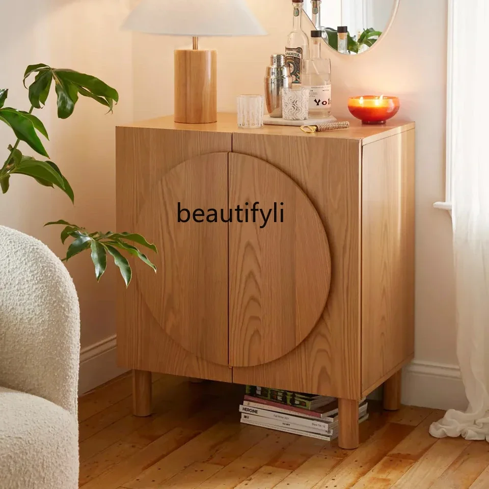 

Simple living room side cabinet log color foyer decorative cabinet modern dining side cabinet