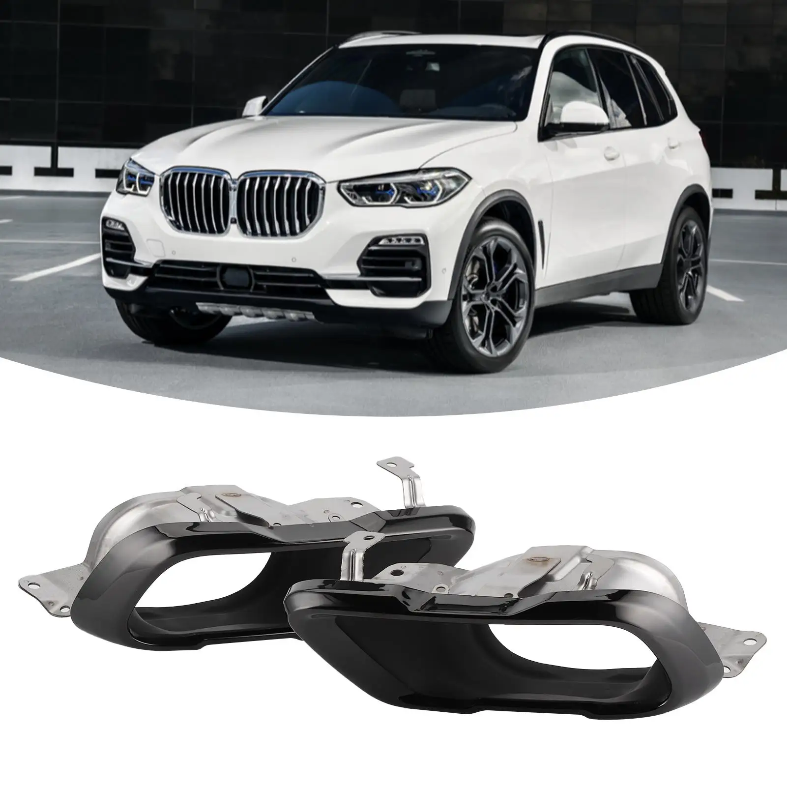 Paire d'embouts de silencieux d'accès noir chromé, mise à niveau de garniture d'extrémité, BMW X5, G05, M dehors 2019 +