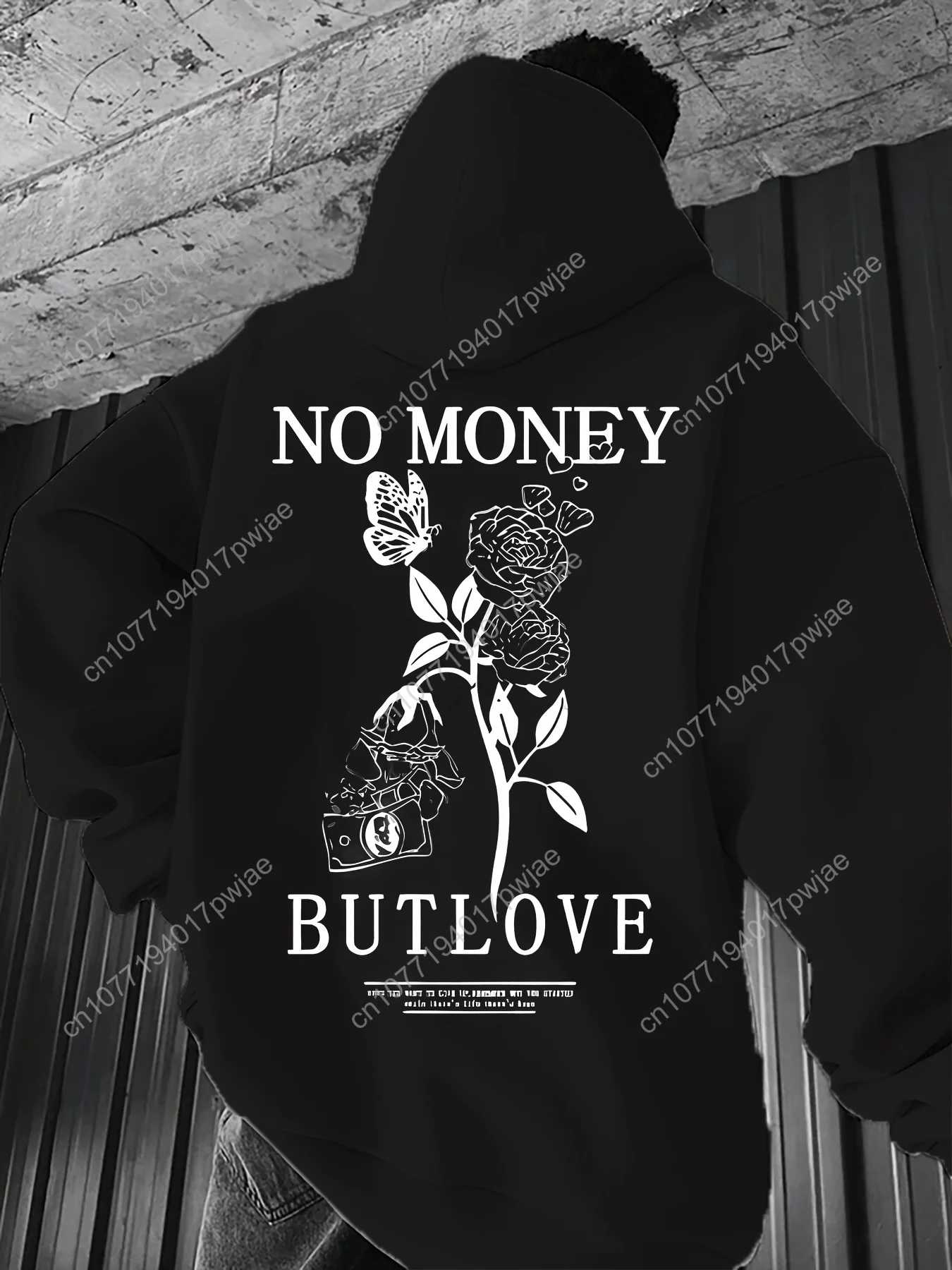 Męska bluza z kapturem w unikalny kwiatowy wzór - miękki poliester, możliwość prania w pralce, luźny krój na wiosenne/jesienne wyjścia, nadruk na kapturze.