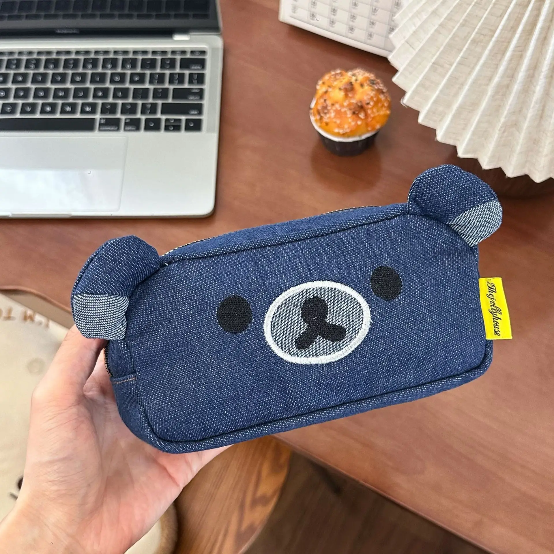 

Джинсовый пенал с мультяшным медведем, сумка-карандаш, кавайные милые школьные пеналы для детей, канцелярские принадлежности для девочек