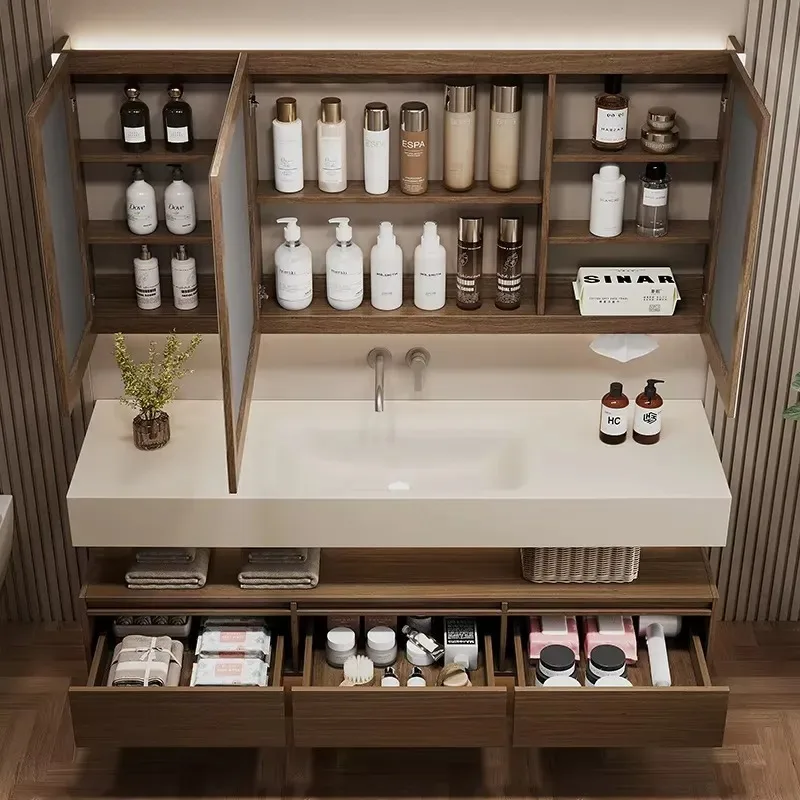 Bathroom Cabinet Rock Slab Seamless Integrated Basin Combination Antique Bathroom Hand Wash Washbasin Bathroom Furniture Sets