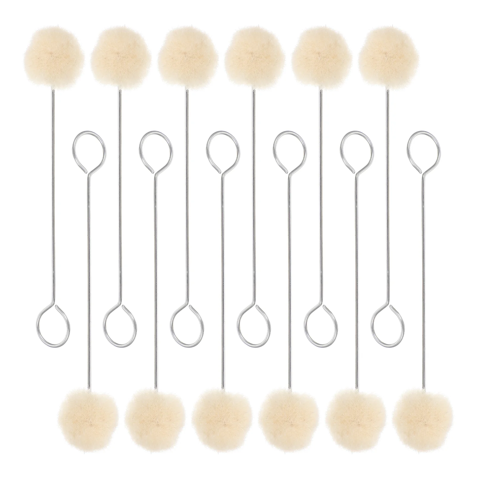 

50 Pcs Dyed Fur Ball Editing Tools Learher Lambs Wool Applicator Long Handle Paint Brush Daubers Crafts Household