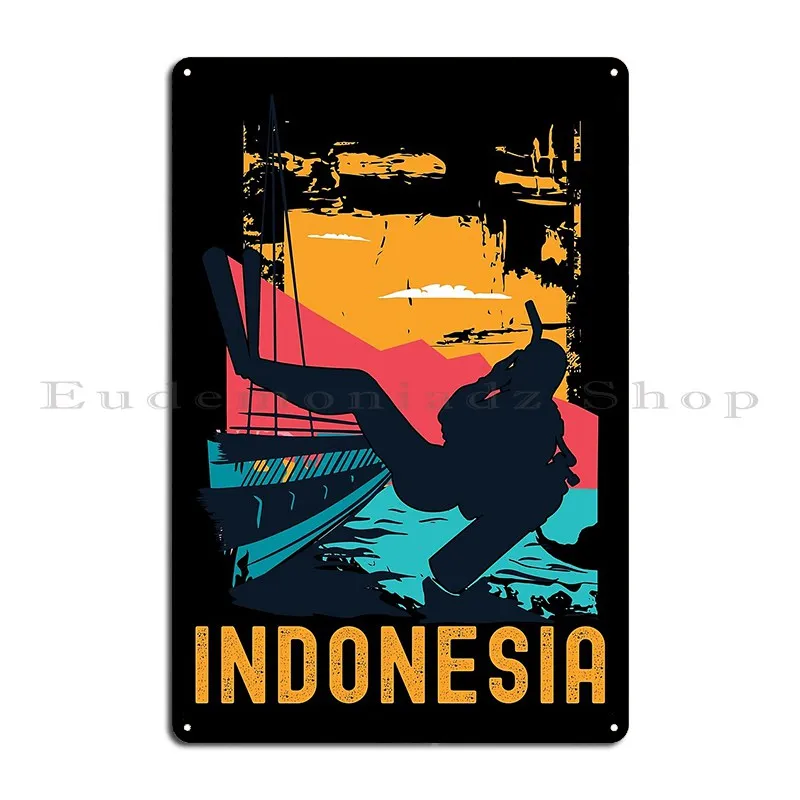 Indonesia Scuba Diving Metal Sign Pub Plates Design Retro Poster Customize Tin Sign Poster