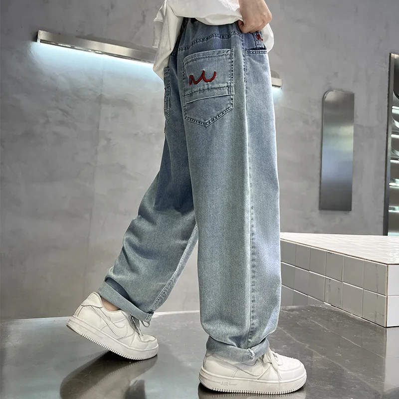 Boys cowboy mosquito pants 2024 new summer casual pants for children children's summer pants Ice silk pants120-170cm