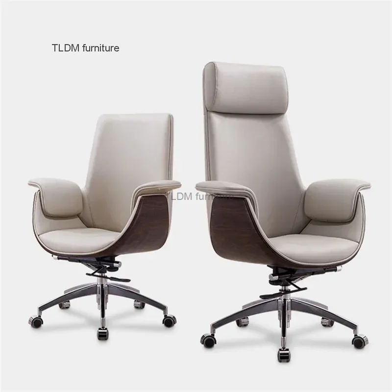 European-style Leather Backrest Office Chairs Home Swivel Computer Chair Office Furniture Lift Armchair Boss Office Game Chair L