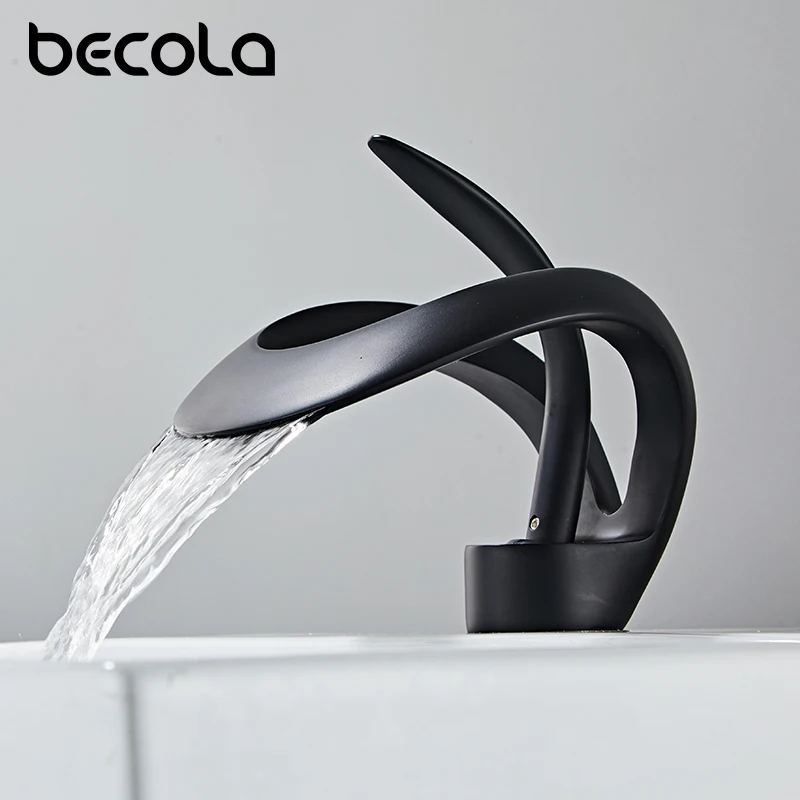 

BECOLA New Style Bathroom Faucet Basin Mixer Black/Golden Tap Brass Single handle Hot and Cold Water Faucets