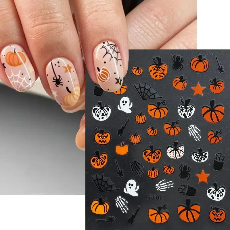 Acessórios para unhas de festa de halloween, cores brilhantes, anti-fricção, decoração de unhas de halloween, adesivos de unhas, não é fácil de cair, desenhos animados