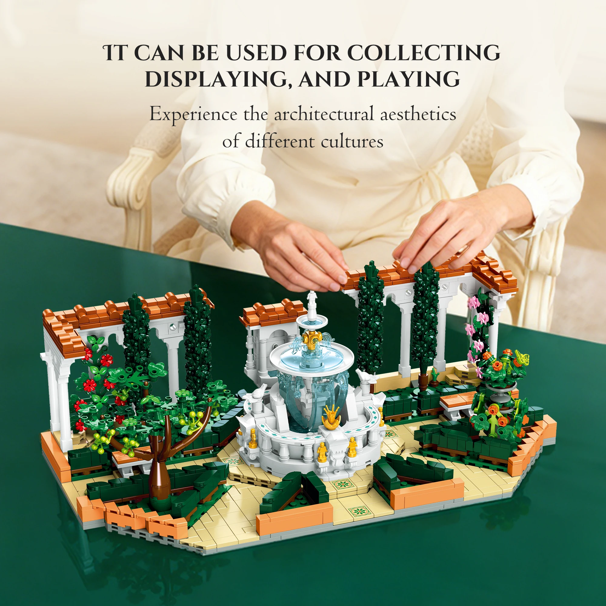 Straatscène architectonisch model fontein plaza bouwstenen educatief speelgoed ornamenten voor verjaardagscadeaus voor kinderen