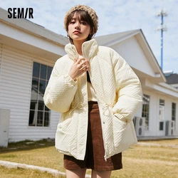 Semir Cotton Coat Women Bow Small Fragrant Texture Sweet Coat 2023 Winter New Loose Waist Thick Cotton Coat