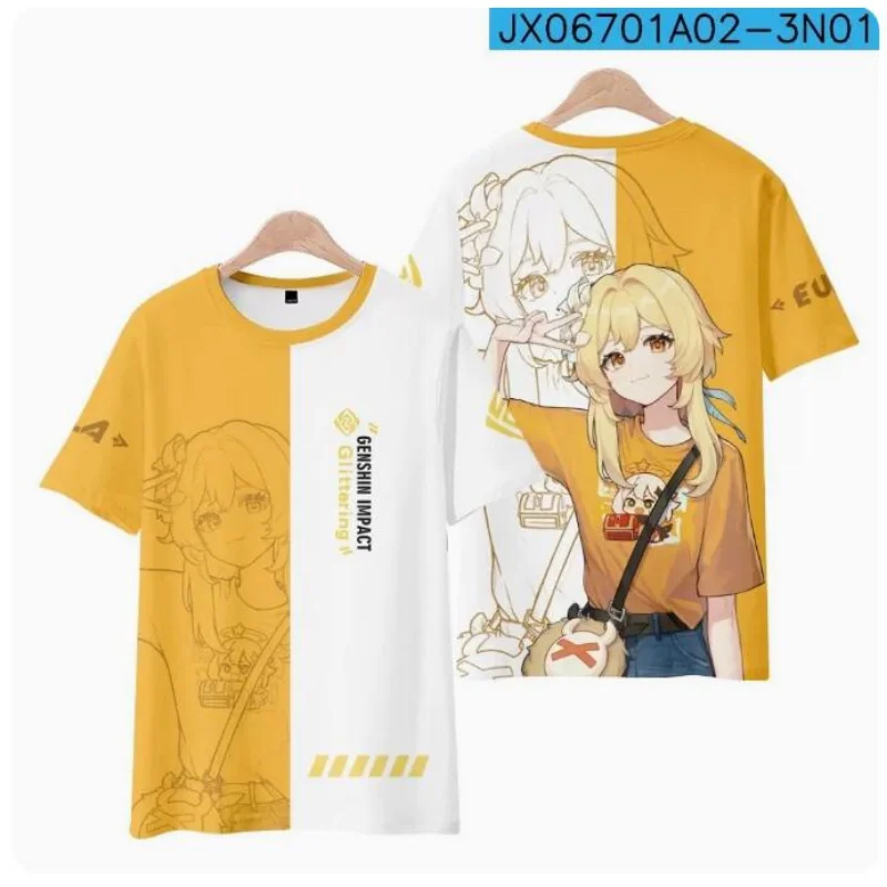 Anime Genshin Impact 3D T Shirt Women Men Lumine Kaeya Alberich Barbara Diluc Razor Venti Klee Graphic Tees Cosplay Costume