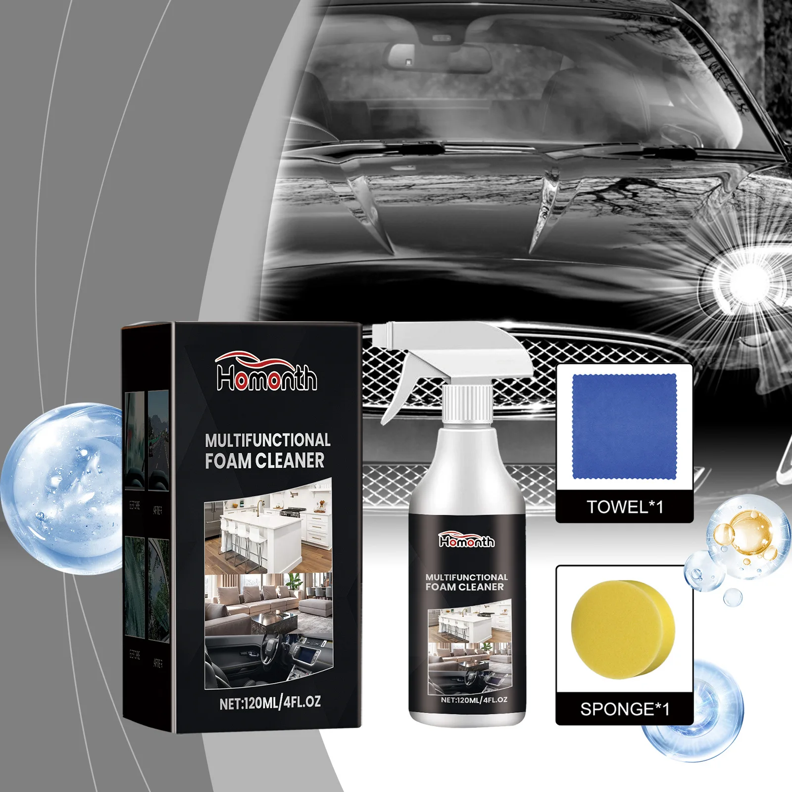 

Car Multi-Purpose Oil Film Cleaner Windshield Hydrophobic Anti-Fog Cleaning Agent for Auto Glass Kitchen Counter Bathroom Tile