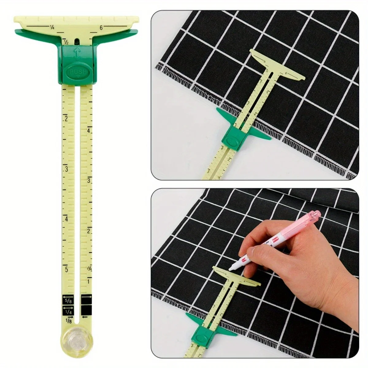 Home DIY fabric cutting ruler, handmade patchwork cutting positioning ruler, button edge parallel thread sewing ruler