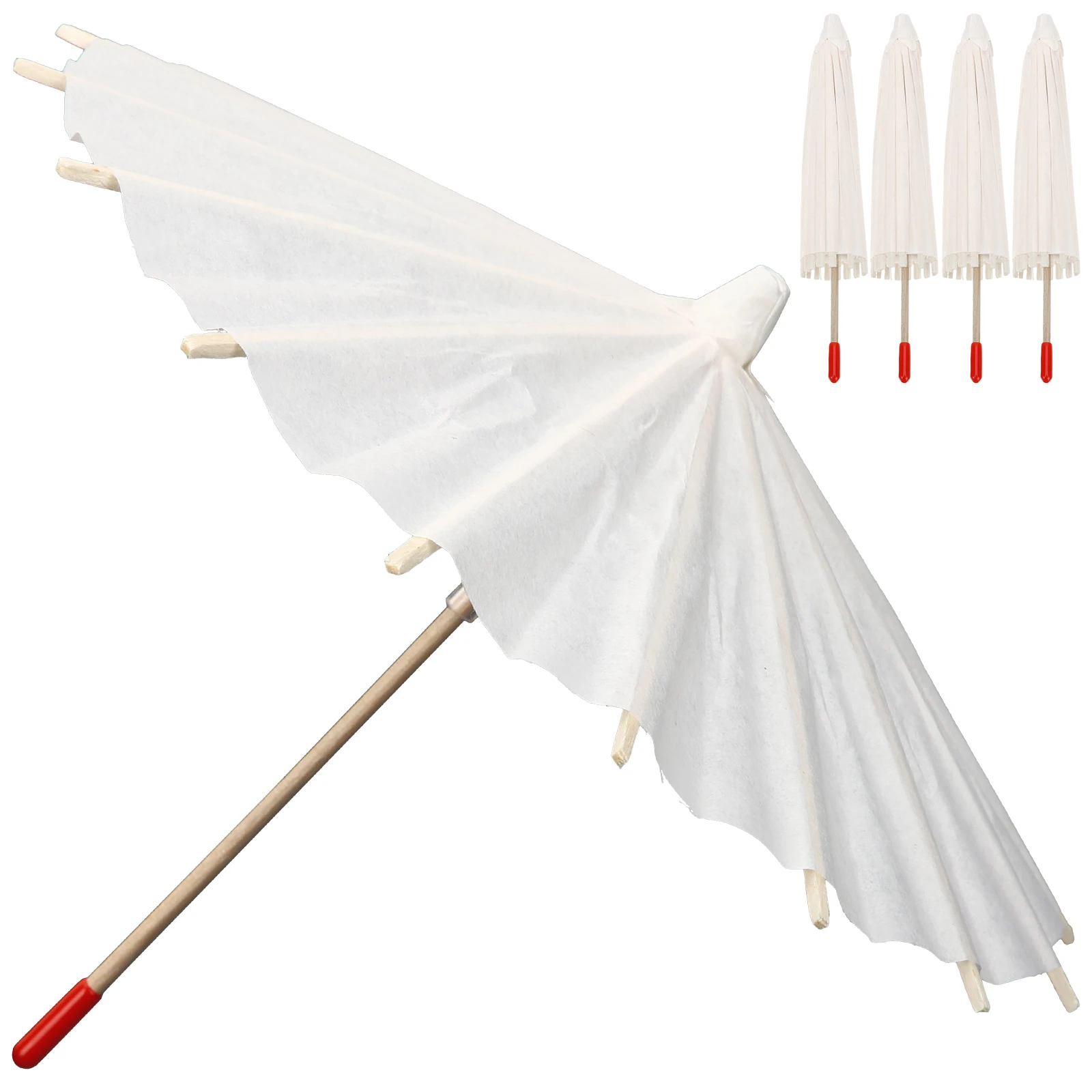 

5pcs Blank Oil Paper Umbrella Crafts Decoration White Parasol for DIY Projects Unfinished Umbrella Wedding Party Photo Prop