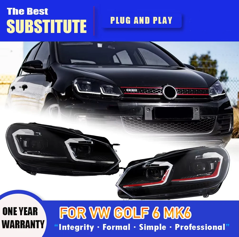 

ZTO Head Lamp for VW Golf 6 MK6 LED Headlight 2009-2012 Headlights Golf6 DRL Turn Signal High Beam Angel Eye Projector Lens