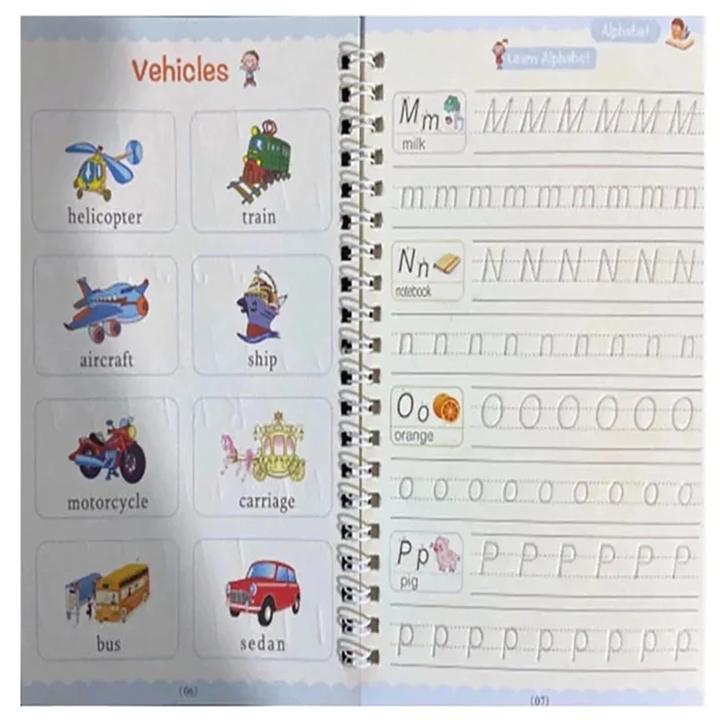 4 libri affondati Magic Copy Book Practice English Learning for Kids riutilizzabile Magical Copybook Tracing Book per la scrittura a mano del bambino