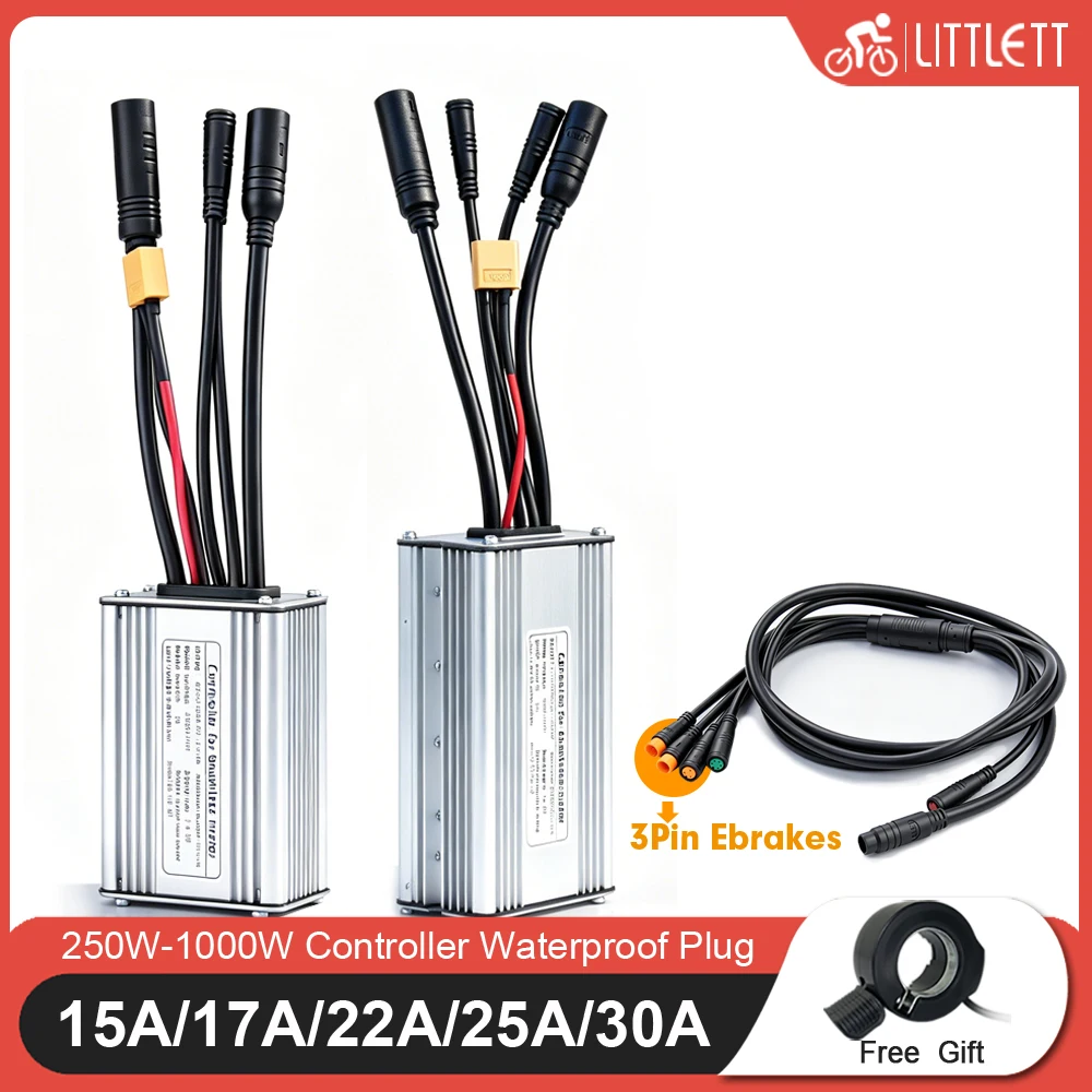 Elektrofahrrad KT-Controller 36V 48V Wasserdicht Bürstenlos 15A-30A 250W 350W 500W 1000W 1T5 3-Pin Stecker für E-Bike Roller Zubehör