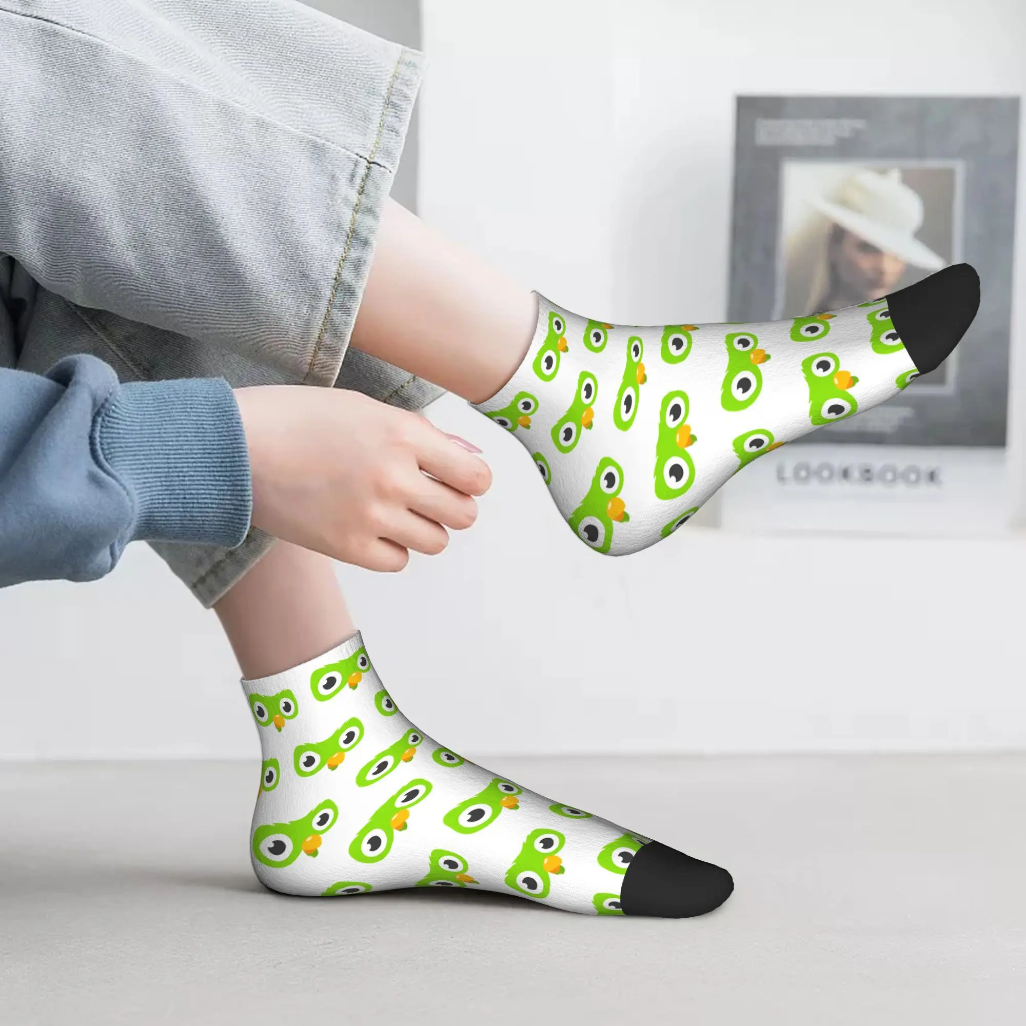 

Носки Duolingo Owl Duo, впитывающие пот чулки в стиле Харадзюку, всесезонные носки, аксессуары для мужчин и женщин, рождественские подарки