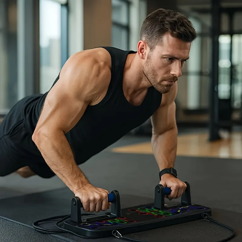 Multifunctioneel push-upbord met kleurgecodeerde gidsen - Opvouwbare thuisgymnastiekapparatuur voor borst, armen en kern