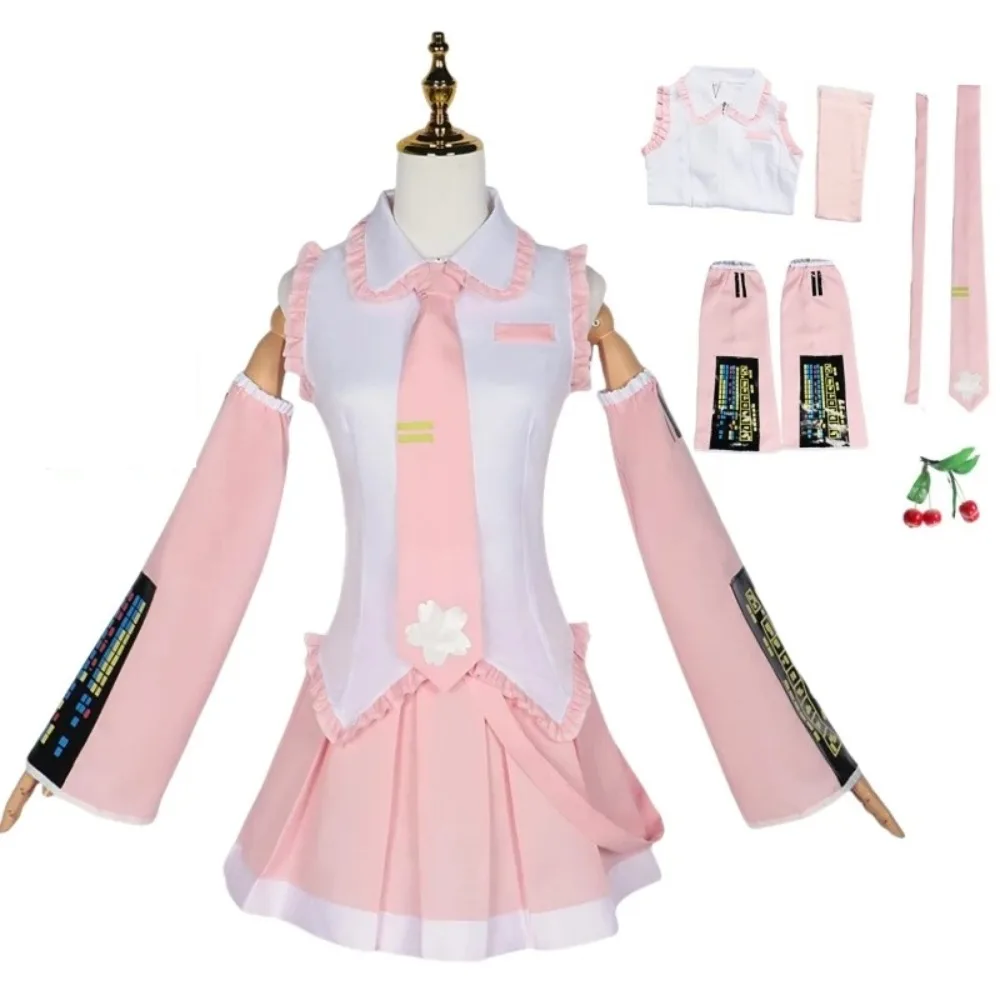 

Pink Miku Cosplay Costume Performance Full Suit Cos Suit Miku Suit Wig Cosplay Girls Spring Sakura Cherry Hairpin Miku