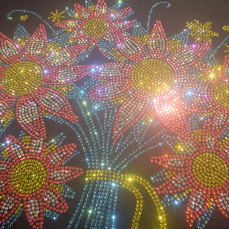 أنماط باقة عباد الشمس الماسية المائية عالية الجودة يتم كيها على البلوزات والقمصان والهوديس والمعاطف وإكسسوارات الملابس