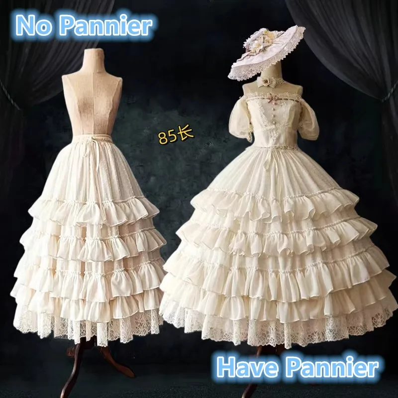 Original Lolita Bride Princess Dress Maid Cosplay Costumes Big Skirts Underskirt Sweet Cute Chiffon Swing Expansion Tiered Skirt