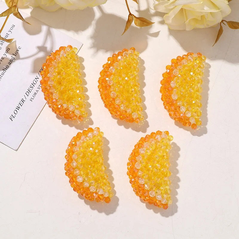 Wholesale 10pcs/lot color glass beads decoration handmade Orange segment shape beads diy jewelry hair accessory
