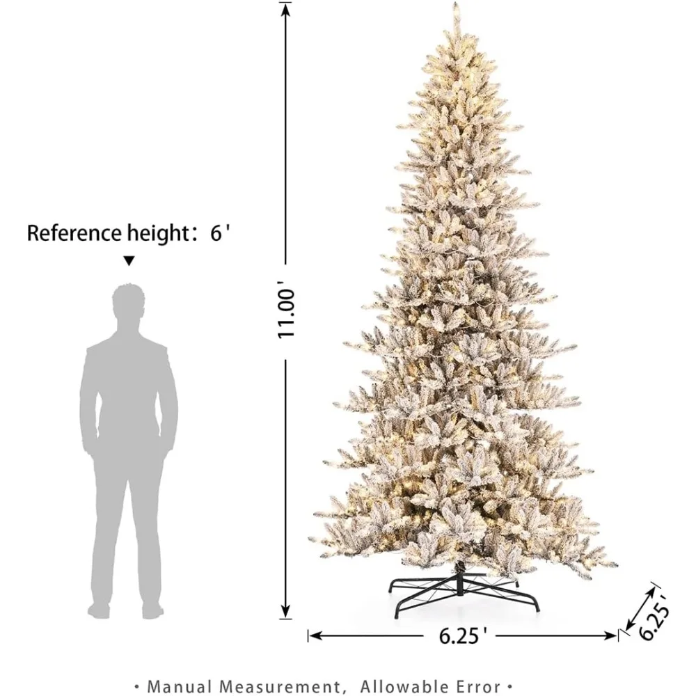 11 Foot Pre Installed Lighting, Plush Fine Fir Artificial Christmas Tree with 950 Warm White Lights, Large Christmas Tree