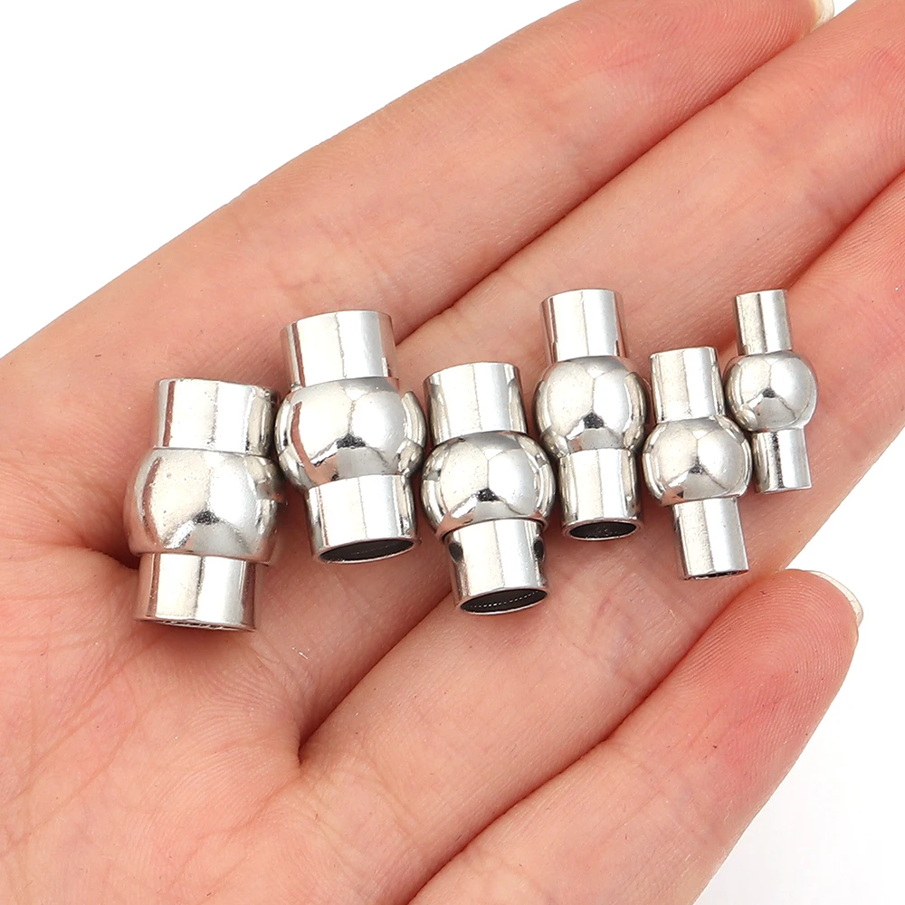 

10pcs/lot Ball Magnetic Buckle Fit 3/4//5/6/7/8mm Leather Rope Bracelet End Clasps Connectors For DIY Jewelry Making Accessories