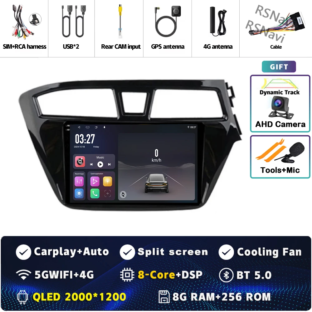 Android 15 wifi + 4G Carplay AUTO Autoradio Voor Hyundai I20 RHD 2015 2016 2017 2018 Navigatie GPS Video speler Stereo Multimedia