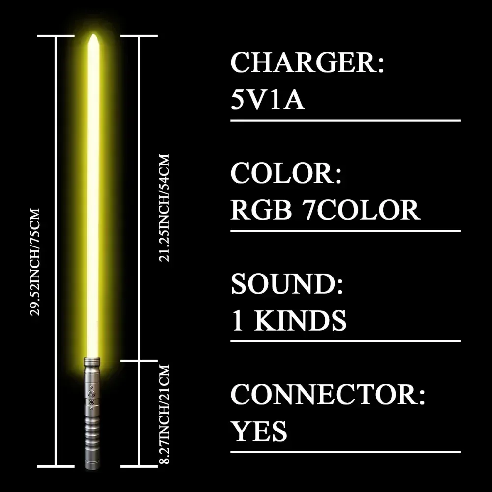Sable de luz Rgb de alta calidad de 80cm, mango de Metal, sonido de 7 colores que cambia, sable de luz láser, juguetes para niños, regalos de navidad