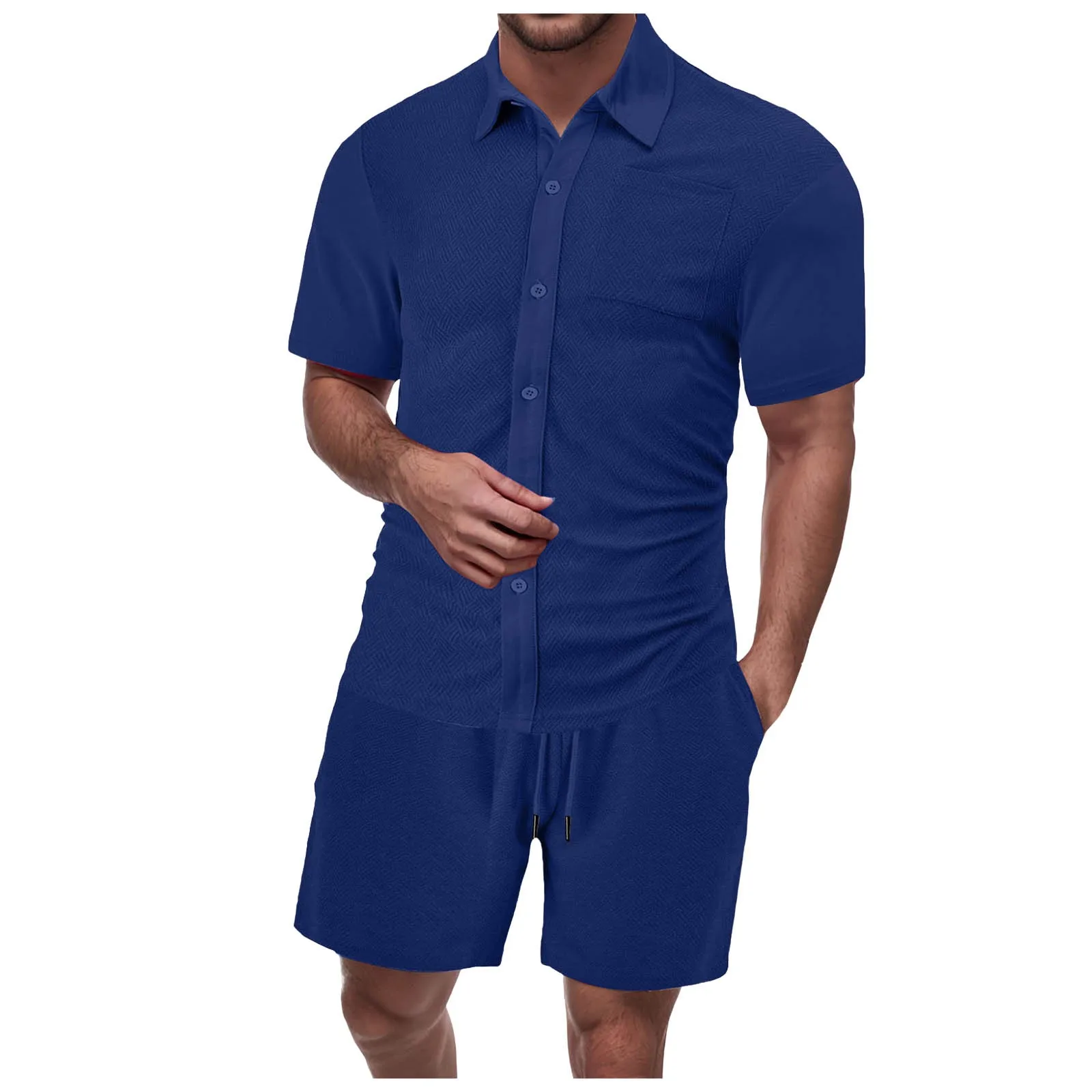 

3 Piece Dress Suit Mens Shirts Sets Button Down Shirt Shorts 2 Piece Outfits Pants Suites Man