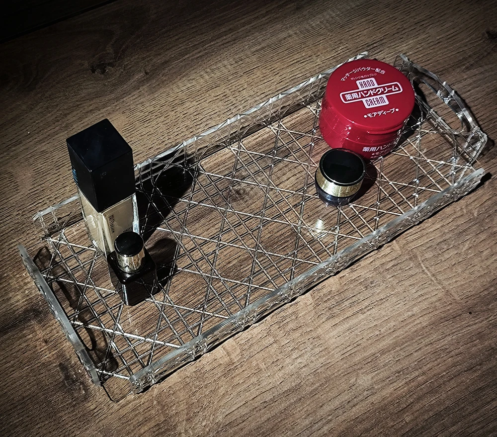 Transparent Resin Tray with Cannage Design Home Decor Serving Tray Kitchen Dining Tableware - Image 3
