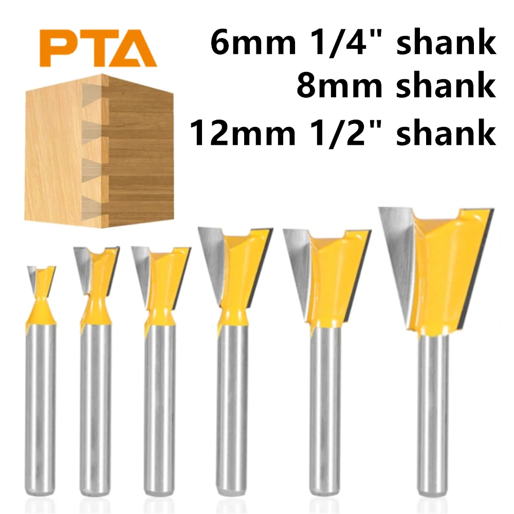 Jeu de mèches de routeur à queue d\'aronde pour outils à bois, 14 fraises résistantes, 6mm, 6.35mm, 8mm, 12mm, 12.7mm, travail de calcul, gravure