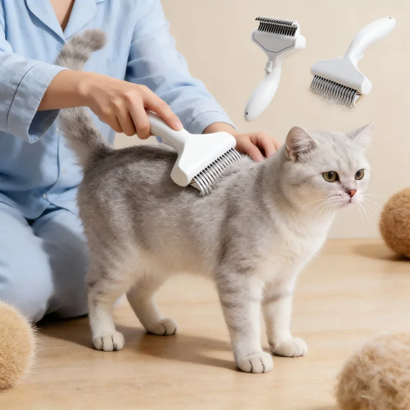 1PC Pet Grooming Brush for Cats Dogs Stainless Steel Deshedding Tool Suitable for Cats Dogs Grooming Kit Brushing artifact