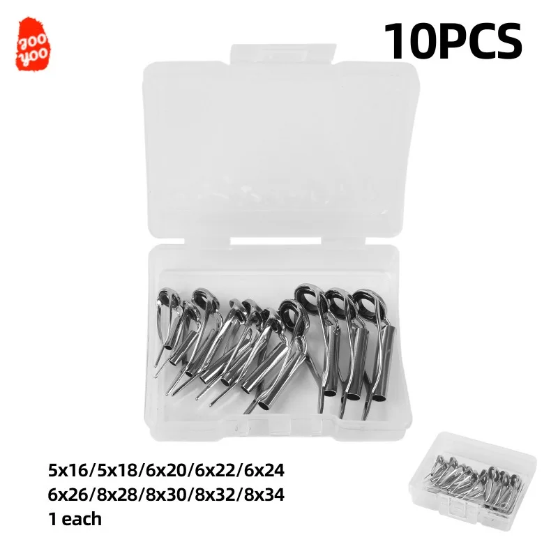 10pcs Fishing Tie Anti-tangle Rod Tip Guide Rings Kit LUYA Rods Sea Rods Long Casting Top Rings Front Guide Eyes Over Lines