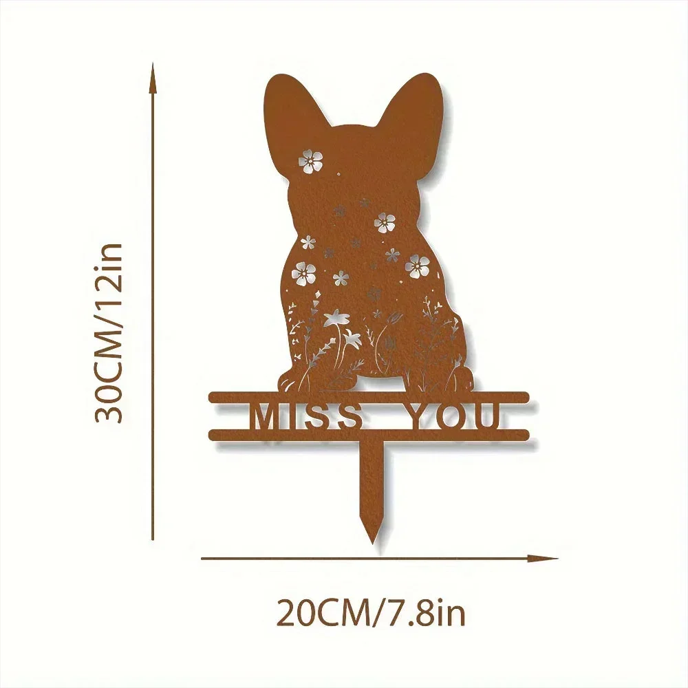 Delightful 1pc French Bulldog Memorial Sign – Pleasing with Pet Remembrance. Cheerful Metal Sign with Stake for Pet Loss Gift