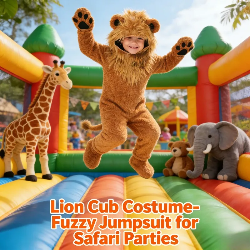 

Cosplay Cute Lion Animal Furry Costume Childrens Day Stage Performance Outfit Theater Play Costume for Kids Events