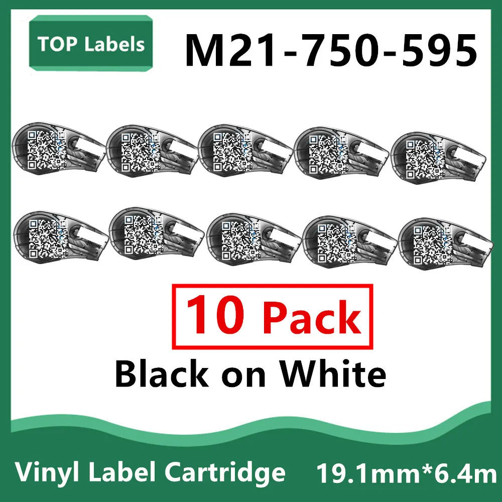 M21-750-595-WT All-Weather Vinyl Label for Indoor/Outdoor ID, Lab and Equipment Labeling, Black on White- For BMP21-PLUS Printer