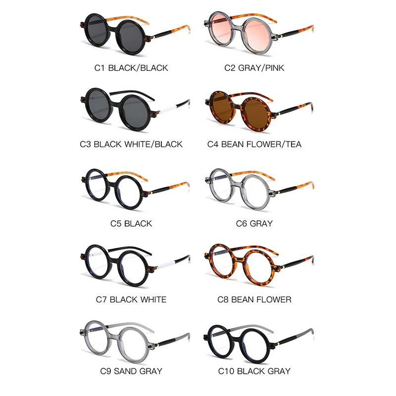 Round Fashion Sunglasses For Men Women Designer Retro Leopard Print Stitching Color Eyewear Trendy Outdoor Accessory Sun Glasses